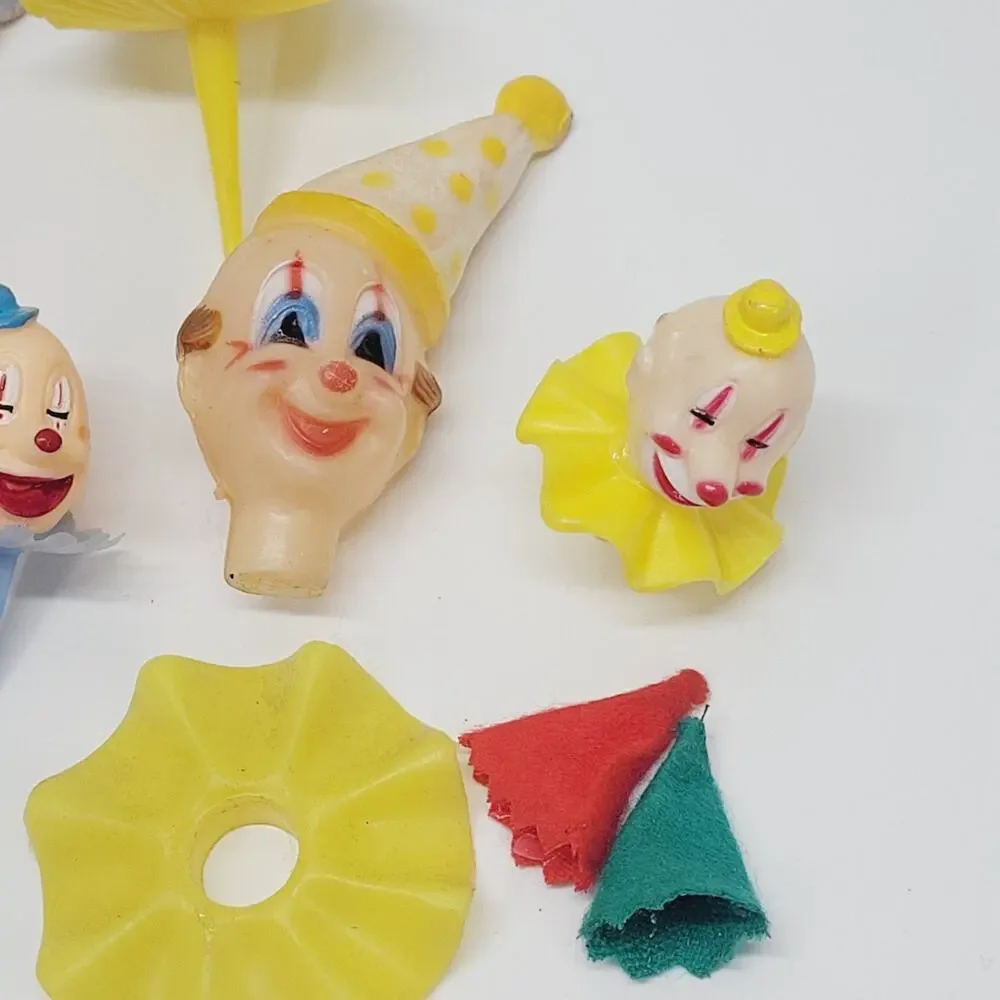 Vintage Circus Theme Cake Toppers Cupcake Picks Clowns Flower Candle Holder Lot
